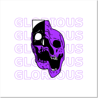 skull glorious purple typography Posters and Art